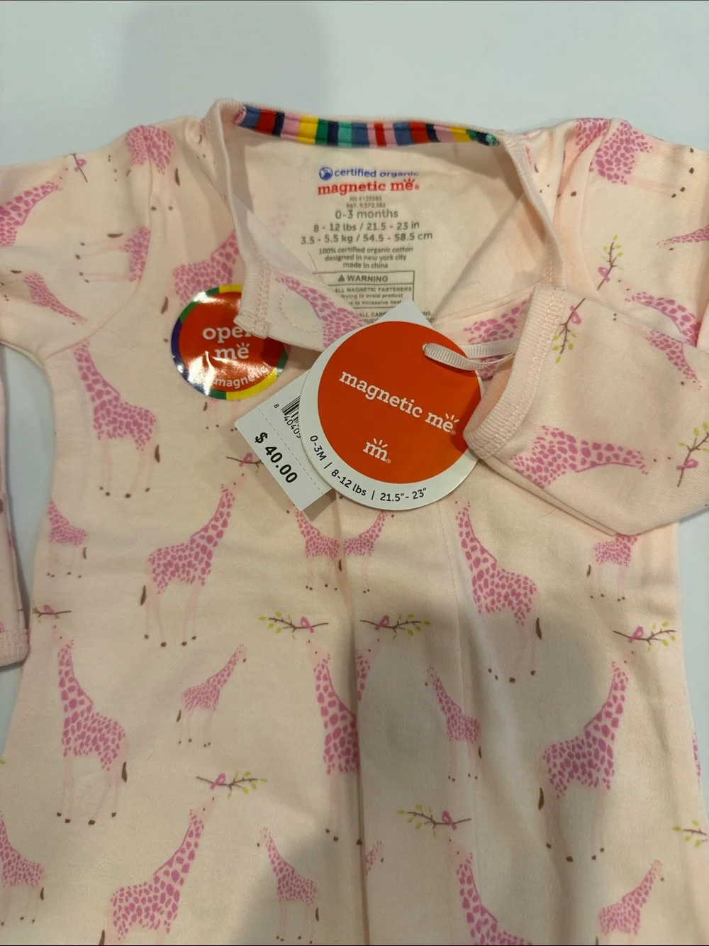 Magnetic Me Pink Giraffe-Print Footie One-Piece (0-3 mo)